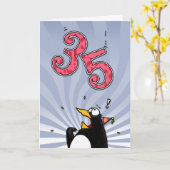 35. Geburtstag - Pinguin-Überraschungskarte Karte (Gelbe Blume)