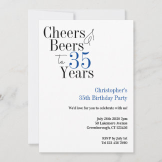 35. Geburtstag Prost Bier Party Blau-Typografie Einladung