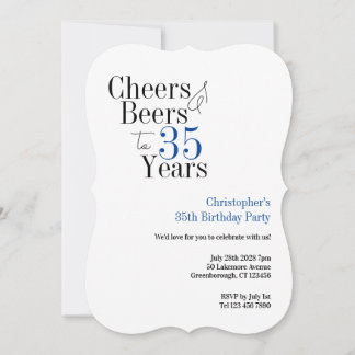 35. Geburtstag Prost Bier Party Blaue Typografie Einladung
