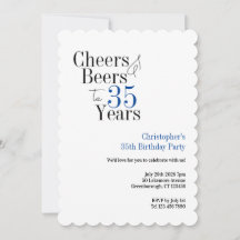35. Geburtstag Prost und Bier Blau-Typografie