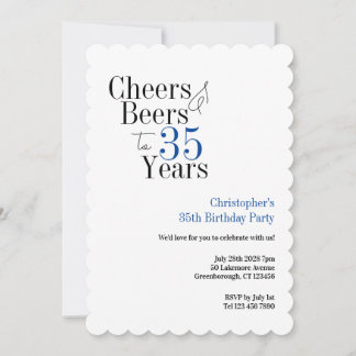 35. Geburtstag Prost und Bier Blau-Typografie Einladung
