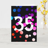 35. Geburtstag Rainbow Dots auf Black Karte (Gelbe Blume)