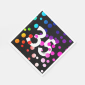 35. Geburtstag Rainbow Dots auf Black Serviette (Ecke)