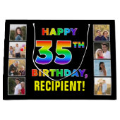 35. Geburtstag: Regenbogentext, benutzerdefinierte Große Geschenktüte (Vorderseite)