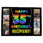 35. Geburtstag: Regenbogentext, benutzerdefinierte Große Geschenktüte (Rückseite)