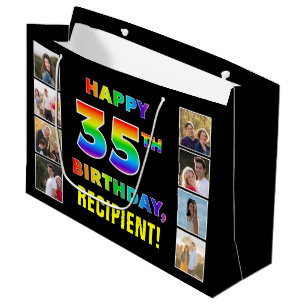 35. Geburtstag: Regenbogentext, benutzerdefinierte Große Geschenktüte