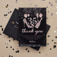 35. Geburtstag Rose Gold & Black Glitzer