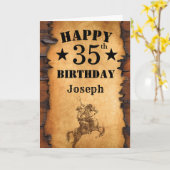 35. Geburtstag Rustikaler Western Cowboy Pferd Karte (Gelbe Blume)