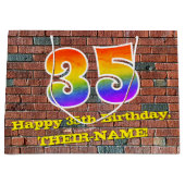 35. Geburtstag: Spaß, Graffiti-Inspiriert Regenbog Große Geschenktüte (Vorderseite)