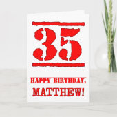 35. Geburtstag: Spaß, Red Rubber Briefmarke Inspir Karte (Vorderseite)