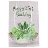 35. Geburtstag Sukkulent auf Terrazzo Mittlere Geschenktüte (Vorderseite)