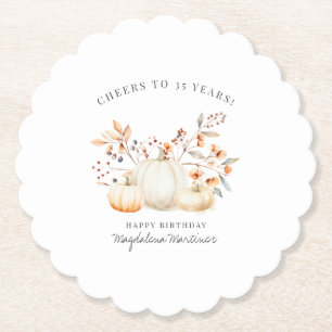 35. Geburtstag White Pumpkin Herbstlaubs Custom Untersetzer
