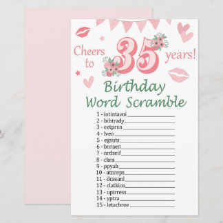 35. Geburtstag Word Scramble Game