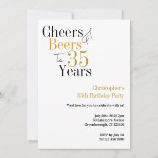 35. Geburtstags Cheers and Beers Party Minimal Einladung
