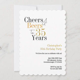 35. Geburtstags Cheers und Beers Minimal-Party Einladung