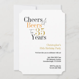 35. Geburtstags Cheers und Beers Minimal Party Einladung