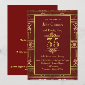 35., Geburtstagseinladung Mann, Gatsby-Stil, jedes Einladung