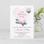 35. Geburtstagseinladungen Elegant Boho pink Einladung (Stehend Vorderseite)