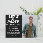 35. Geburtstagseinladungen Männer Schwarzes Foto Einladung (Stehend Vorderseite)