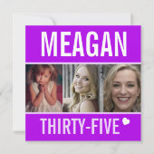 35. Geburtstagsfeier feiert Foto lila Einladung (Vorderseite)