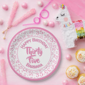 35. Geburtstagsfeiertag Muster Rosa/Weiß Pappteller (Party)