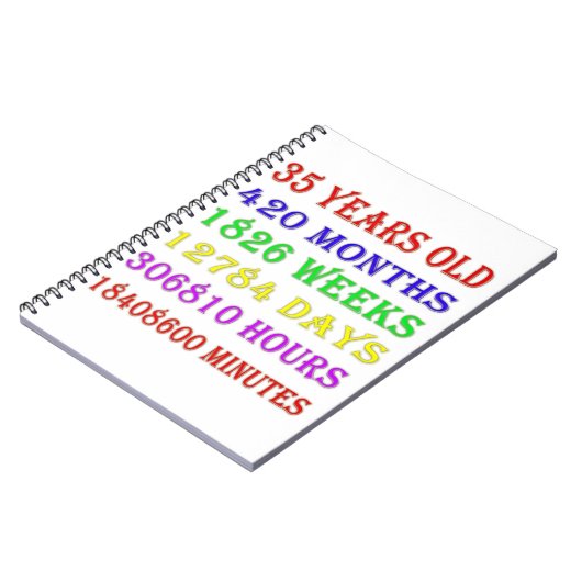 35. Geburtstagsfeiertage Notizblock (Linke Seite)