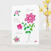 35. Geburtstagskarte - Rosa Blume Karte (Gelbe Blume)