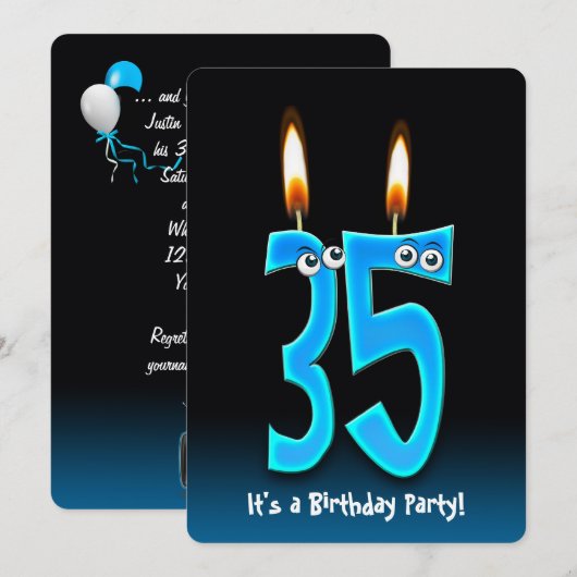 35. Geburtstagsparty Einladung (Vorne/Hinten)