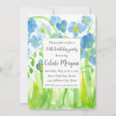 35. Geburtstagsparty Einladung Blue Wildblumen (Vorderseite)