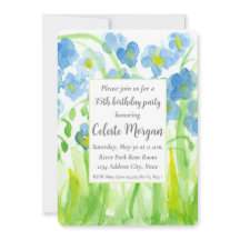 35. Geburtstagsparty Einladung Blue Wildblumen