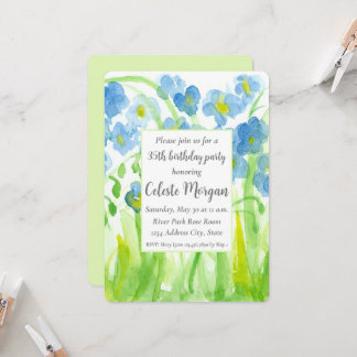 35. Geburtstagsparty Einladung Blue Wildblumen