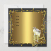 35. Geburtstagsparty Einladungen Elegantes Schwarz (Rückseite)