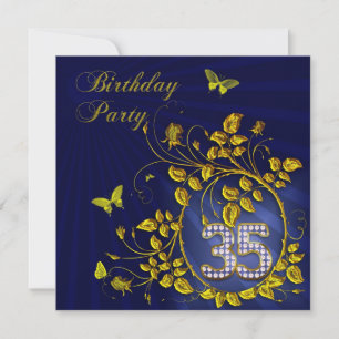 35. Geburtstagsparty in Schwarz und Gold Einladung