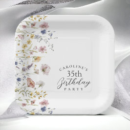 35. Geburtstagsparty Wildblumen Aquarellblume Pappteller