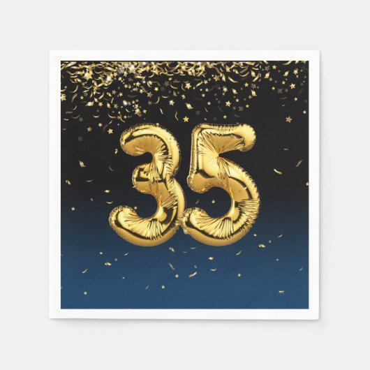 35. Goldballons und Confetti Napkins Serviette (Vorderseite)