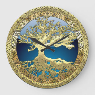 [35] Golden Celtic Tree of Life Große Wanduhr