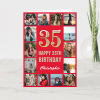 35. Happy Geburtstag Rot und Gold Foto Collage