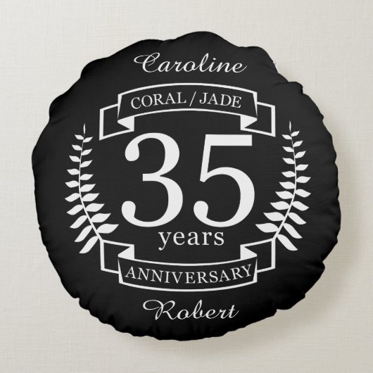 35. Hochzeit JADE / CORAL Rundes Kissen (Rückseite)