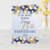 35. Hochzeit Jahrestag Ehemann Navy Gold Karte (Gelbe Blume)