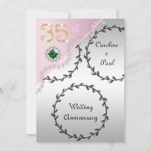 35. Hochzeitsfeier - Silberne Rose Gold Einladung