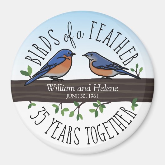 35. Hochzeitstag, Bluebirds of a Feather Magnet (Vorne)