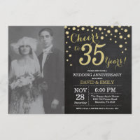 35. Hochzeitstag Chalkboard Black and Gold