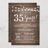 35. Hochzeitstag Einladung rustikales Holz (Vorne/Hinten)