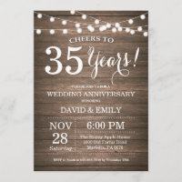35. Hochzeitstag Einladung rustikales Holz