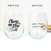 35. Hochzeitstag Elegante Feier Weinglas Ohne Stiel