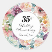 35. Hochzeitstag Elegantes Drehbuch Runder Aufkleber (Vorderseite)