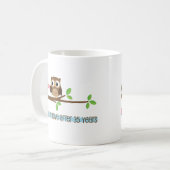 35. Hochzeitstag-Eulen Kaffeetasse (Vorderseite Links)