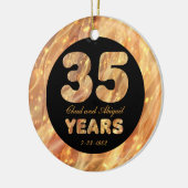35. Hochzeitstag Gold Party Lights Keramikornament (Links)