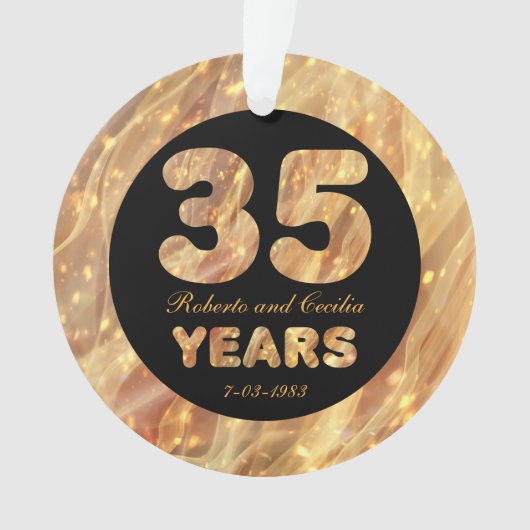 35. Hochzeitstag Gold Party Lights Ornament (Vorderseite)