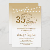 35. Hochzeitstag - Gold White Einladung (Vorne/Hinten)